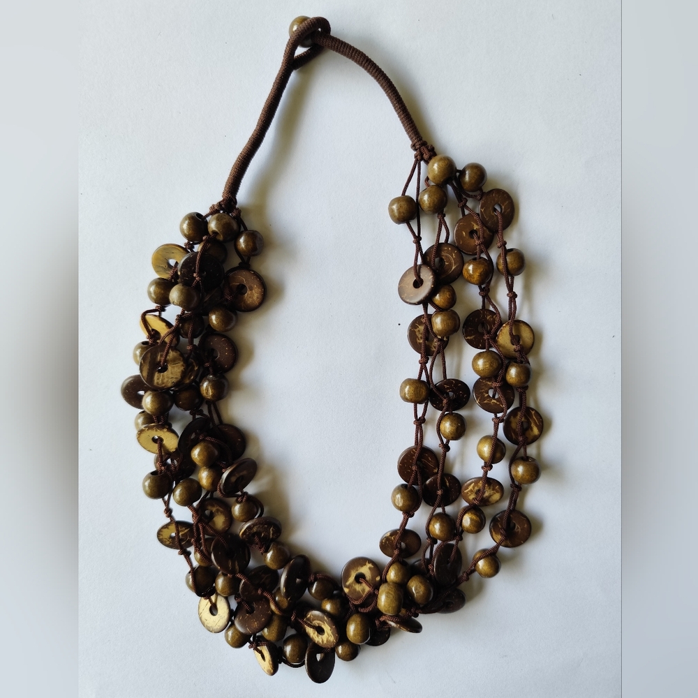 Multi-Strand Tagua Nut Bib Necklace
